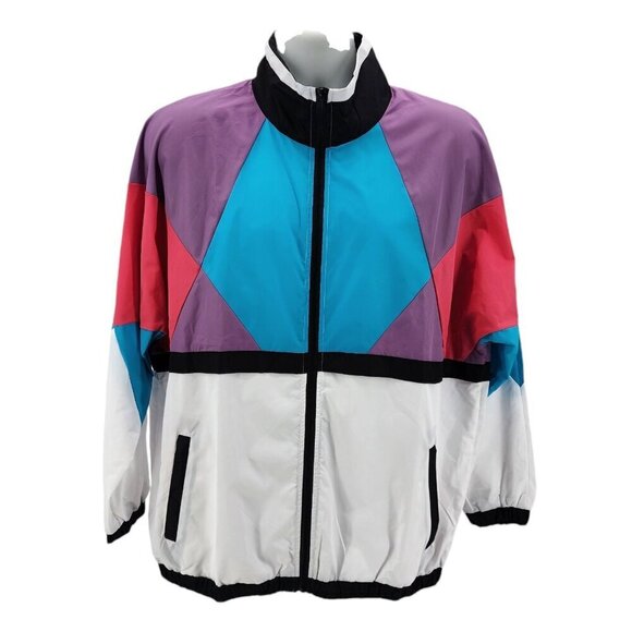 NWT Funny Guy Creation Retro Color Block Windbreaker Jacket Mens Small - Picture 9 of 9